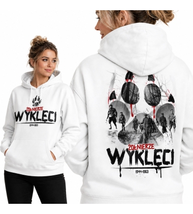Damska bluza z kapturem ŻOŁNIERZE WYKLĘCI BIAŁA